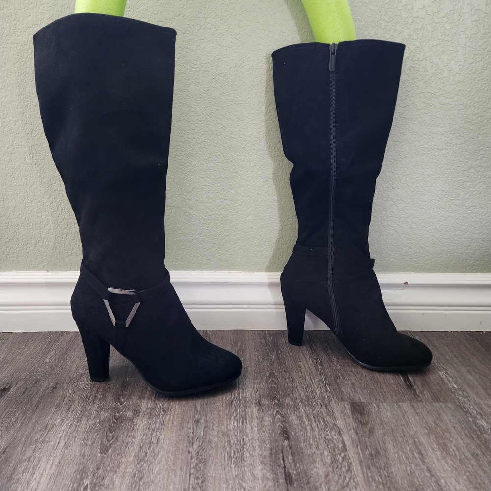 IMPO Suade OZZIE - Black Wide Calf-High Zip-up Women's Boots - Size: 8 - Picture 4 of 8